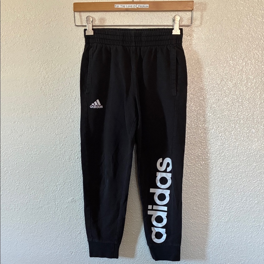 Adidas Kids Black Sweatpants with White Logo